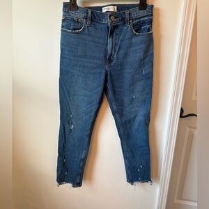 Abercrombie & Fitch Skinny High Rise Jeans, distressed hem, size 27(4) short